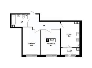 2-к квартира, вторичка, 59м2, 5/24 этаж