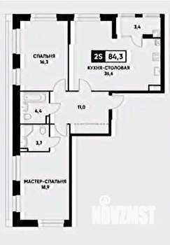 2-к квартира, вторичка, 84м2, 5/24 этаж