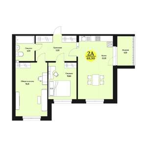 2-к квартира, строящийся дом, 69м2, 12/12 этаж