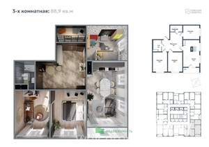 3-к квартира, вторичка, 89м2, 5/20 этаж