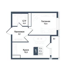 1-к квартира, вторичка, 41м2, 11/20 этаж