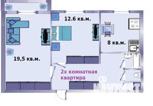 2-к квартира, вторичка, 57м2, 5/9 этаж