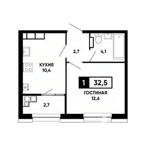 1-к квартира, вторичка, 33м2, 18/20 этаж