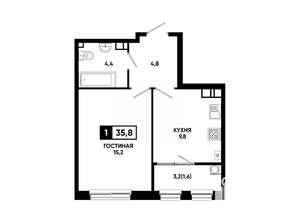1-к квартира, вторичка, 36м2, 6/24 этаж