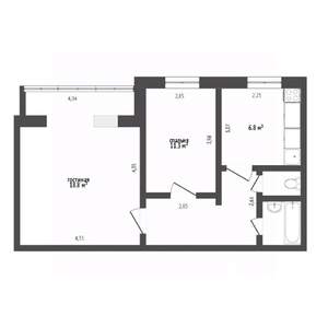 2-к квартира, вторичка, 43м2, 3/5 этаж