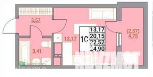 1-к квартира, вторичка, 25м2, 7/22 этаж