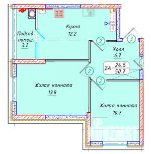 2-к квартира, вторичка, 51м2, 11/22 этаж