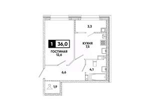 1-к квартира, вторичка, 36м2, 8/8 этаж