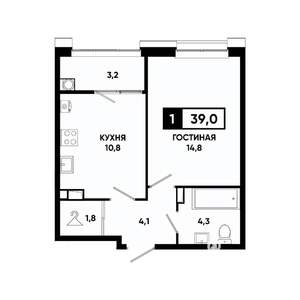 1-к квартира, вторичка, 39м2, 11/20 этаж