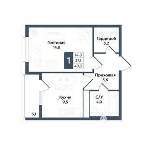 1-к квартира, вторичка, 40м2, 11/20 этаж