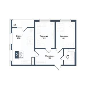 2-к квартира, вторичка, 69м2, 7/20 этаж