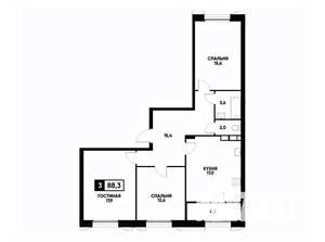3-к квартира, вторичка, 88м2, 8/18 этаж