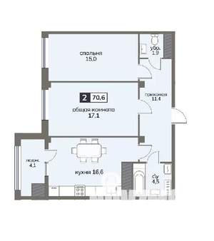 2-к квартира, строящийся дом, 71м2, 11/12 этаж