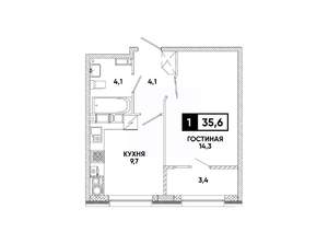 1-к квартира, вторичка, 36м2, 16/16 этаж