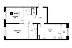 2-к квартира, вторичка, 80м2, 11/20 этаж