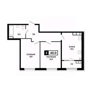 2-к квартира, вторичка, 60м2, 18/18 этаж