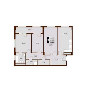 3-к квартира, вторичка, 96м2, 8/14 этаж