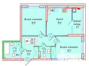 2-к квартира, вторичка, 50м2, 4/22 этаж