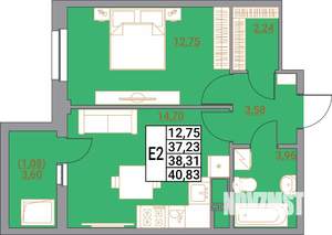 1-к квартира, вторичка, 41м2, 5/21 этаж