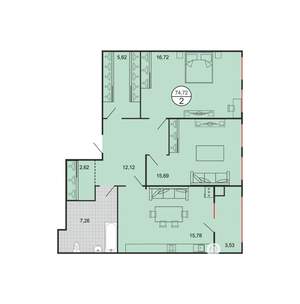 2-к квартира, вторичка, 75м2, 1/4 этаж