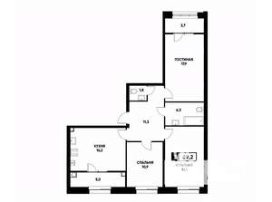 3-к квартира, вторичка, 89м2, 2/22 этаж