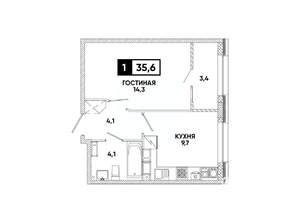 1-к квартира, вторичка, 36м2, 16/16 этаж