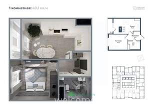 1-к квартира, вторичка, 40м2, 12/20 этаж