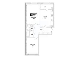 2-к квартира, вторичка, 66м2, 4/12 этаж