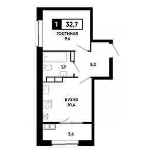 1-к квартира, вторичка, 33м2, 14/19 этаж