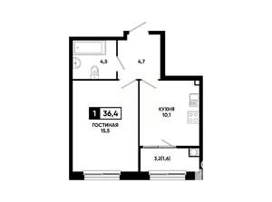 1-к квартира, вторичка, 36м2, 2/14 этаж