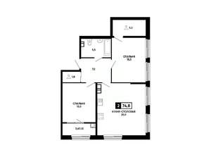 1-к квартира, вторичка, 75м2, 7/14 этаж