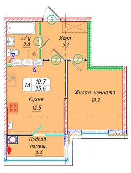 1-к квартира, вторичка, 36м2, 18/22 этаж