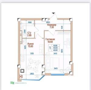 1-к квартира, вторичка, 46м2, 4/8 этаж
