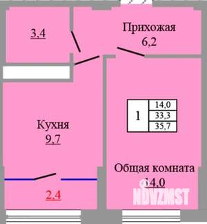 1-к квартира, вторичка, 36м2, 7/9 этаж