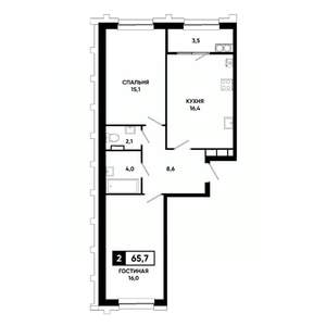 2-к квартира, вторичка, 66м2, 19/21 этаж