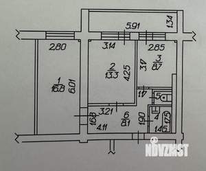 2-к квартира, вторичка, 58м2, 4/9 этаж