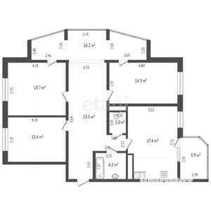 3-к квартира, вторичка, 104м2, 2/10 этаж