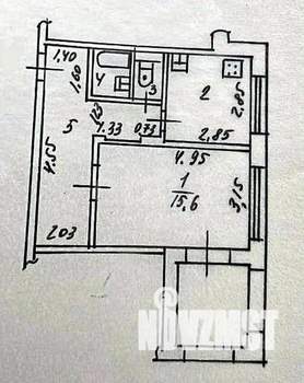 1-к квартира, вторичка, 42м2, 2/5 этаж