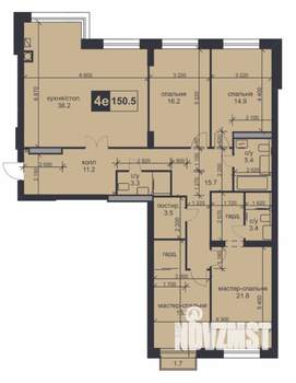 4-к квартира, строящийся дом, 151м2, 4/9 этаж