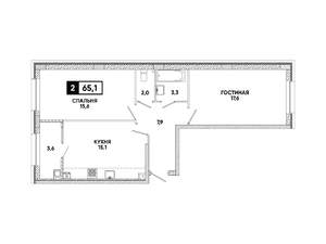 2-к квартира, вторичка, 65м2, 11/16 этаж