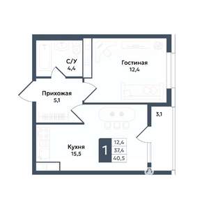 1-к квартира, вторичка, 41м2, 7/20 этаж