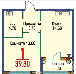 1-к квартира, вторичка, 40м2, 5/22 этаж