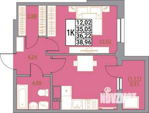 1-к квартира, вторичка, 39м2, 8/21 этаж