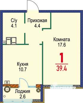 1-к квартира, строящийся дом, 39м2, 16/16 этаж