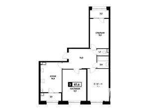 3-к квартира, вторичка, 88м2, 11/20 этаж