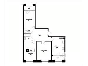 3-к квартира, вторичка, 87м2, 17/22 этаж