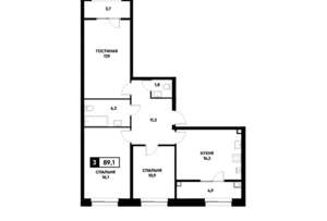 3-к квартира, вторичка, 89м2, 2/20 этаж