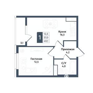 1-к квартира, вторичка, 40м2, 11/20 этаж