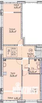 2-к квартира, вторичка, 69м2, 2/19 этаж