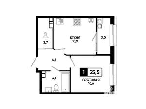 1-к квартира, вторичка, 36м2, 12/12 этаж